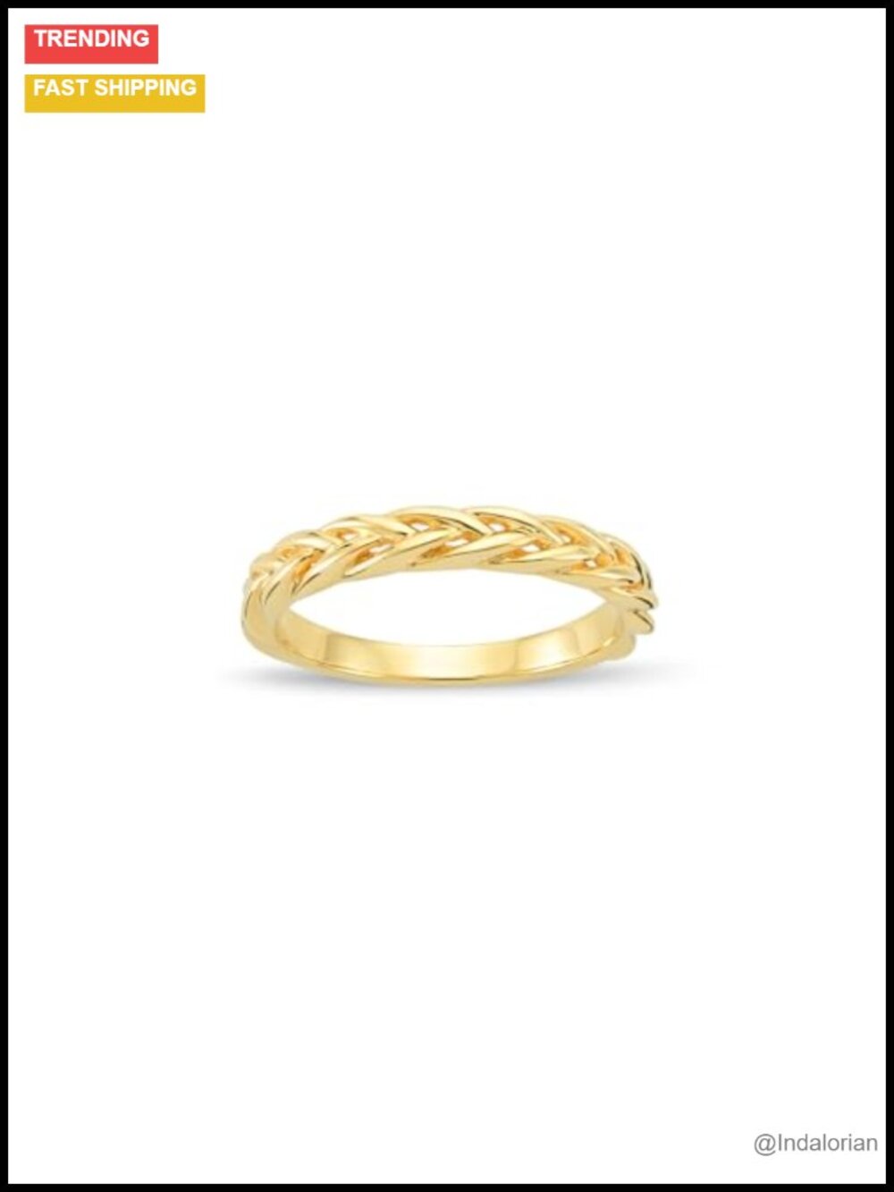 10K Solid Gold Braided Ring for Women Real Gold Dainty Size 2mm